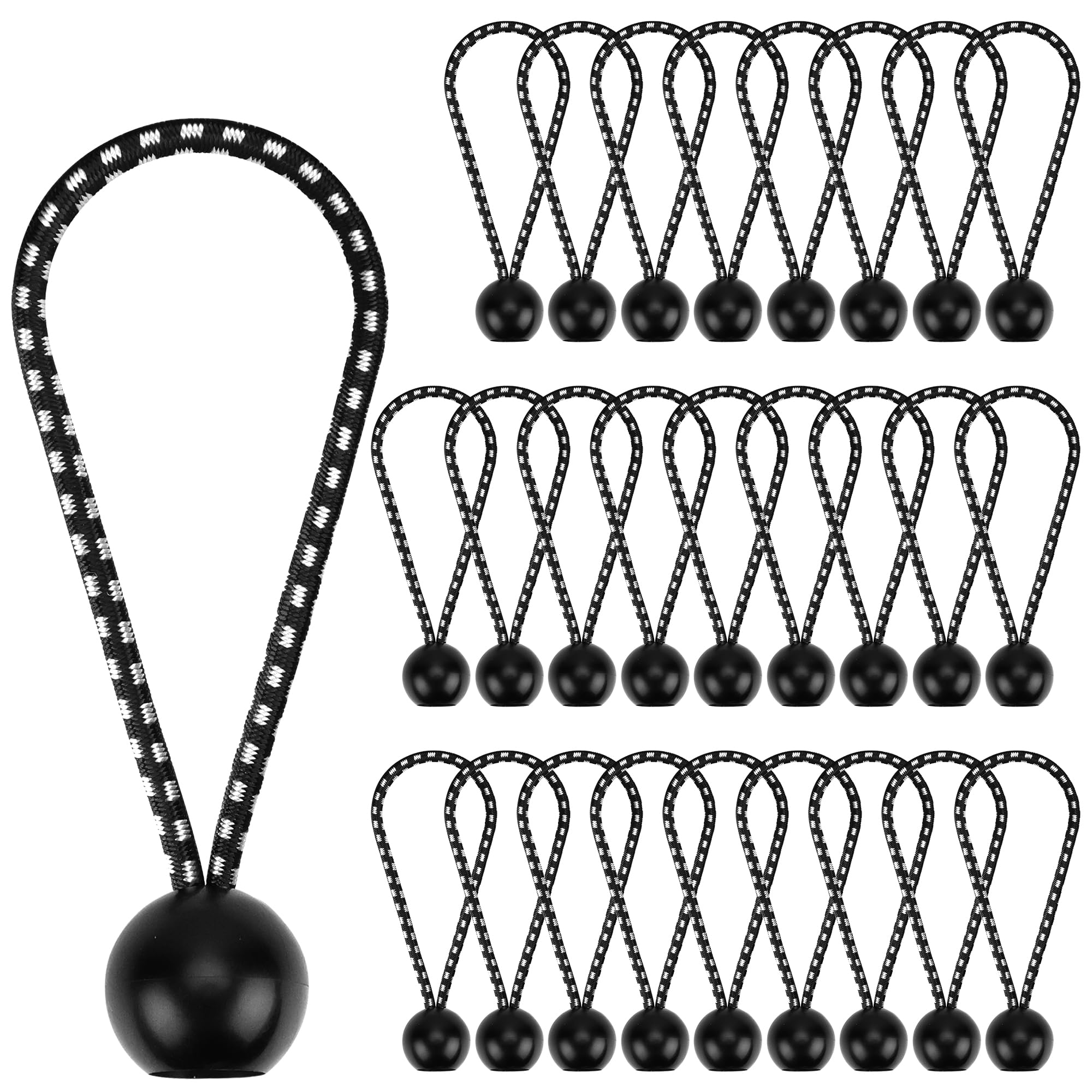 Ball Bungee Cord Bungee Balls: 6-inch 26PCS Elastic Bungee Ball Rope Tarp Tie Down Heavy Duty Tent Strap Hook Canopy Umbrella Rubber Adjustable Awning Hanging String