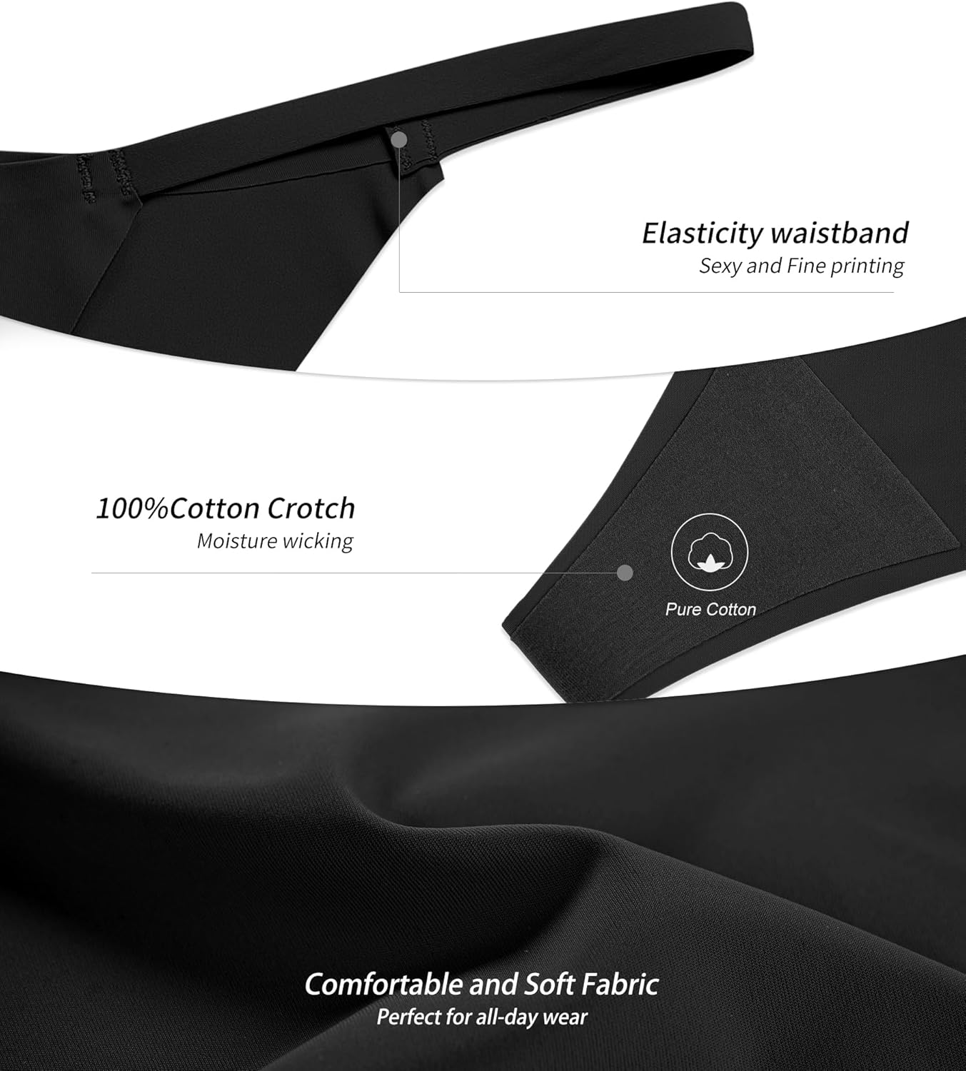 DEANGELMON Seamless G-string Thongs for Women - No Show Thong Underwear Low Rise Stretch Panties Workout Pack - Image 5