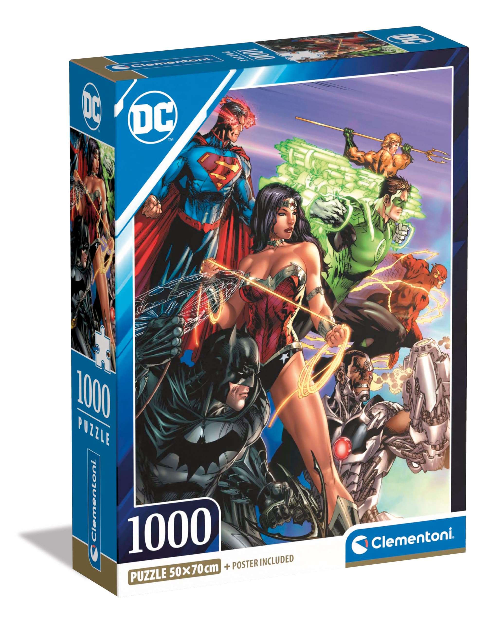 Clementoni Jigsaw Puzzle Dc Comics 1000 Pieces - Puzzle For Adults 14-99 Years, Poster Included, Gift For Men/Women, Super Hero, Made In Italy, 39852