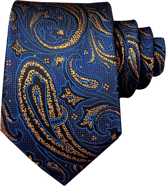 Hi-Tie Woven Silk Solid Tie Handkerchief Cufflinks Set for Men