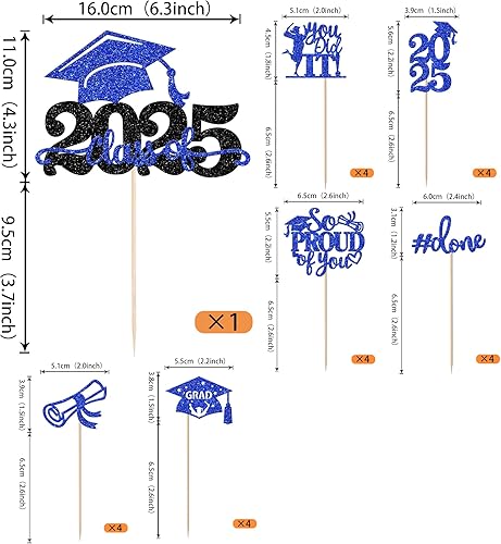 Miniatura 254 de Paquete de 24 adornos dorados para cupcakes de graduación 2025 con purpurina So Proud of You Done Diploma Graduation Cap Cupcake Picks Class of 2025