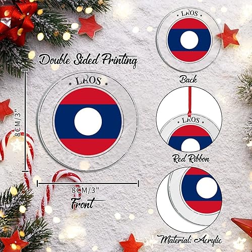 Vista 108 de Bandera nacional de Kuwait, decoración de árbol de Navidad de acrílico, adorno de recuerdo de la ciudad, adorno colgante para árbol de Navidad