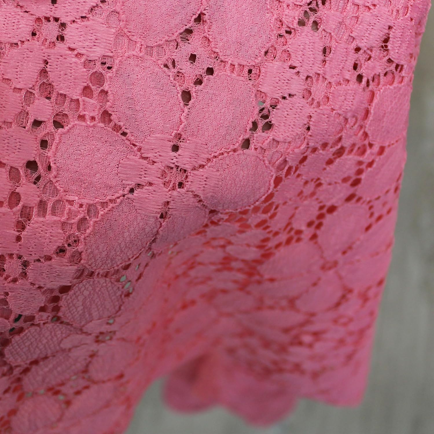 Stylish FABRIC 59" Wide-Nylon Spandex Vintage Lace Pattern: Kimberly-Fabric by The Yard-Apparel, Clothing, Accessories, Fashion, Crafts, Wedding, Decorations, Dresses, and DIY, Coral Dark 1 Yard