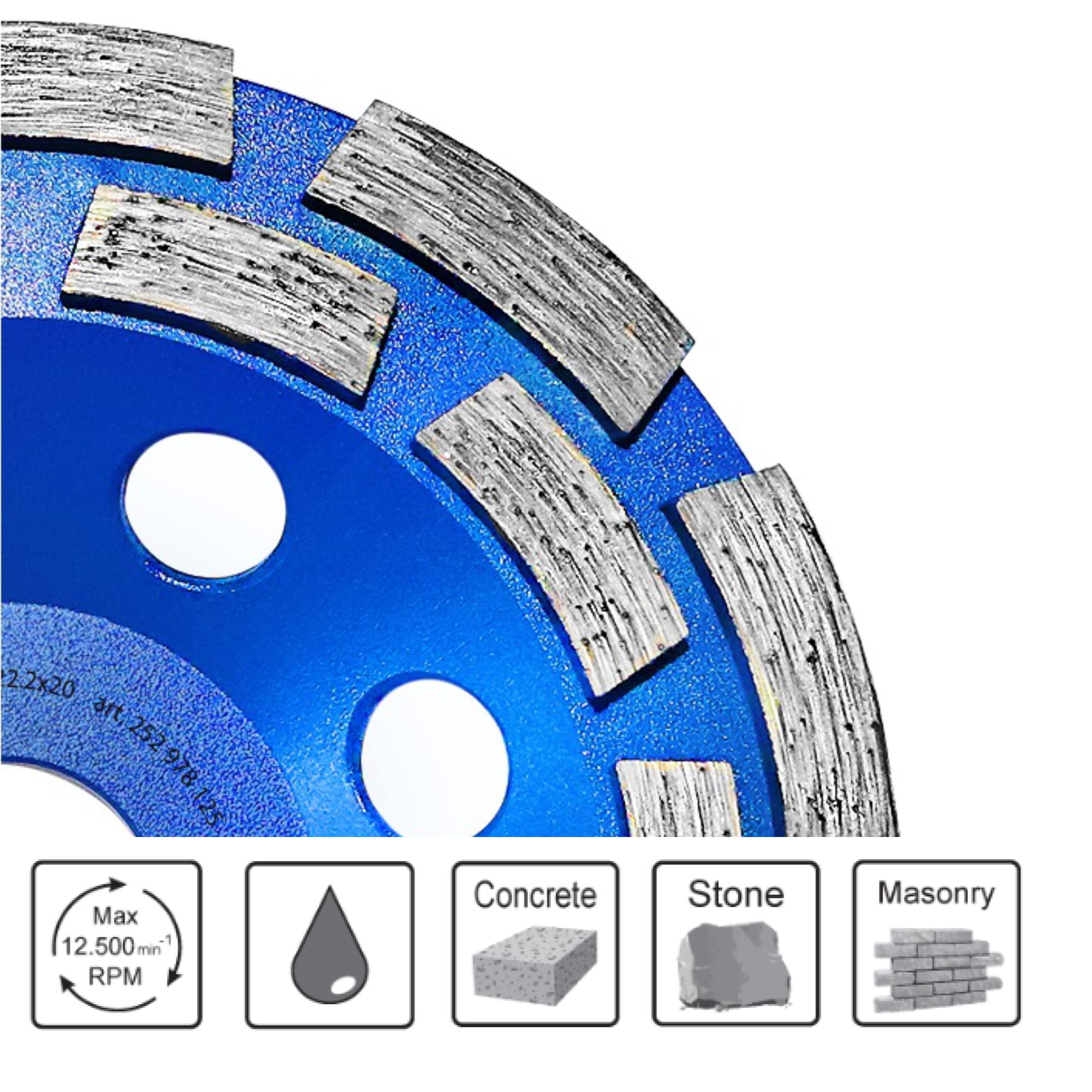 S&R Disque Diamant 115 mm Meule Poncage Surfacage Béton. Meule Boisseaux Abrasive à Poncer Béton Pierre Granit pour Meuleuse 115mm