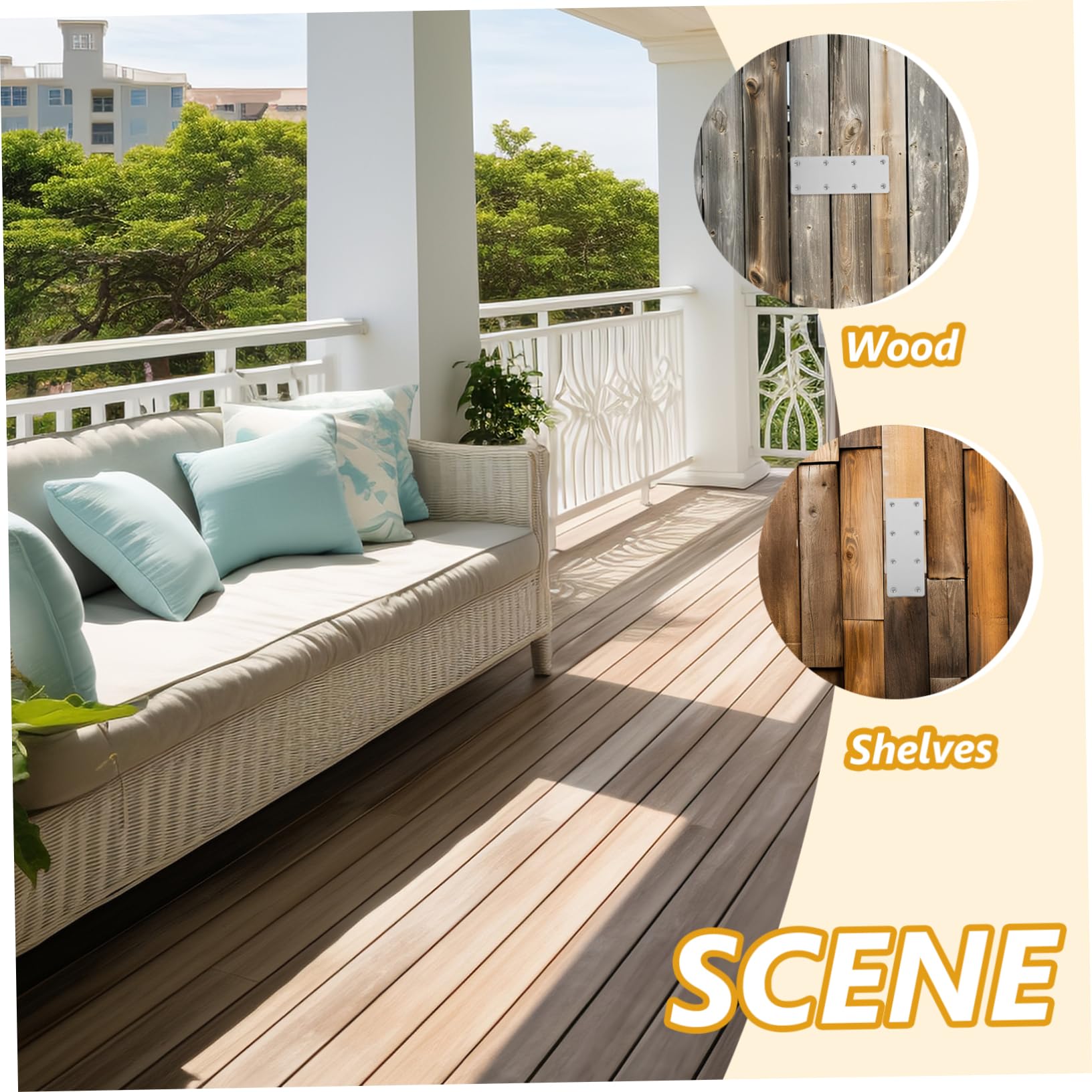 COSMEVIVI 5pcs Metal Plate Holes Flat Metal Brackets for Wood Joints Angle Fastener Bracket Furniture Repair