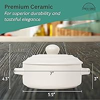 Vista 2 de Brie Baker con tapa y esparcidor, plato para hornear de cerámica blanca para queso, brie horneado, fondue, dip – recipiente para horno – 5 pulgadas