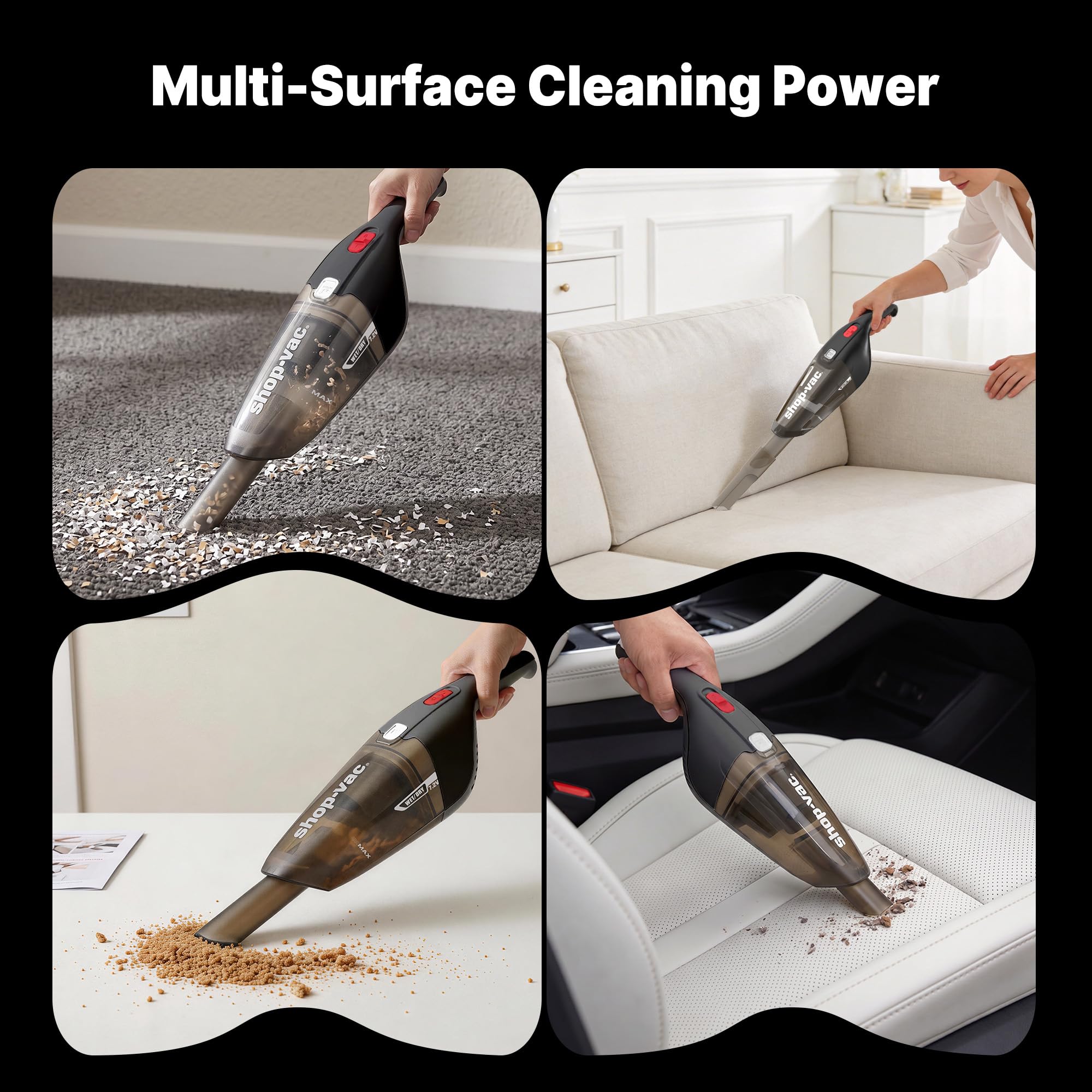 Shop Vac - Aspirador de Mano para Uso en seco y húmedo, 5500 kPa, inalámbrico, Recargable, Montaje en Pared, Herramienta de Grietas, portátil para el hogar