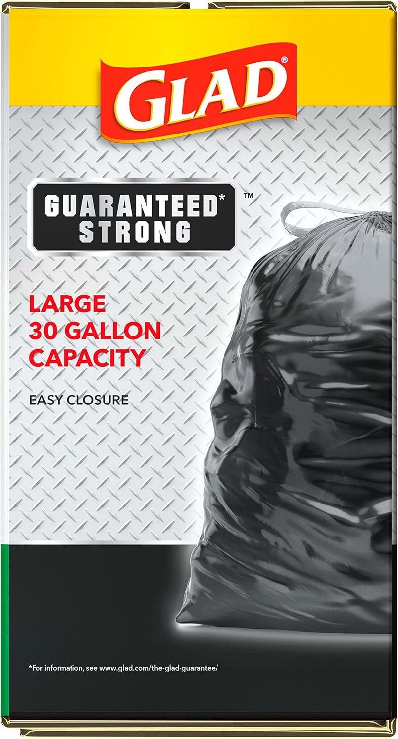 Glad Guaranteed Strong Large Drawstring Trash Bags, 30 Gallon, 70 Count