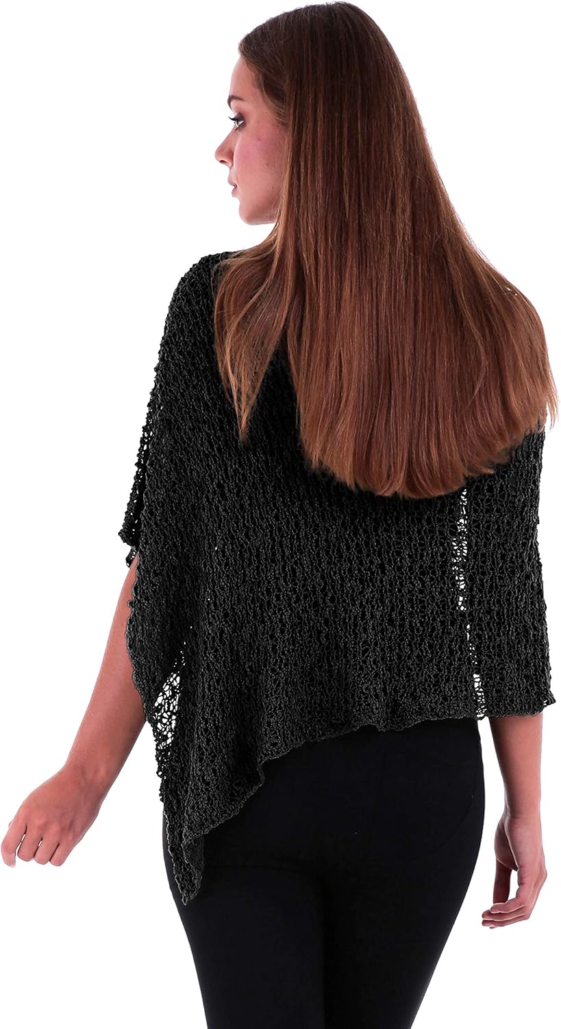 SHU-SHI Summer Ponchos For Women Lightweight Sheer Popcorn Knit Sweater Cape Pullover - Image 5