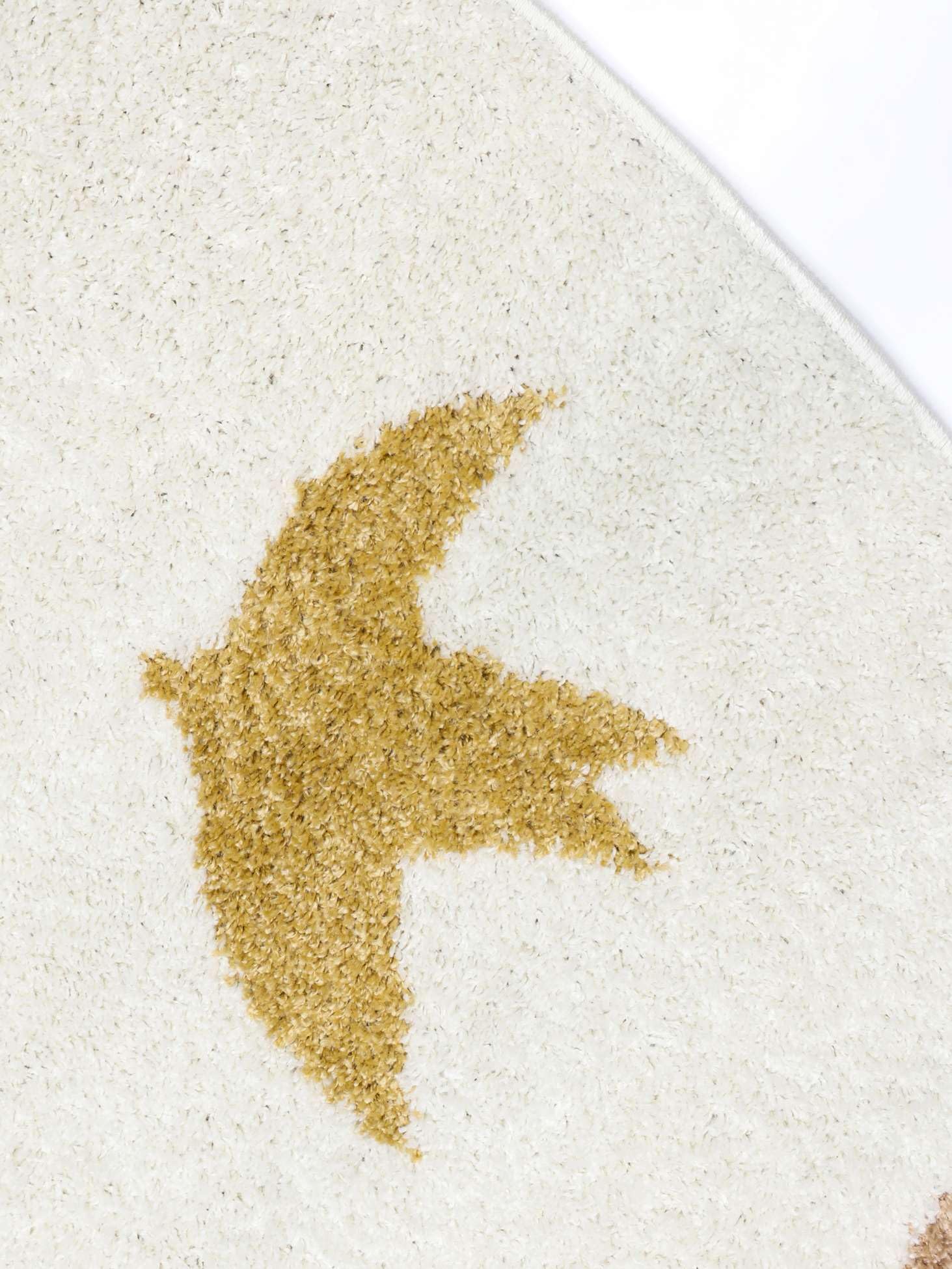 RugVista Birdie Tapis pour Enfants, Ø 150 cm, Off Blanc/Multi