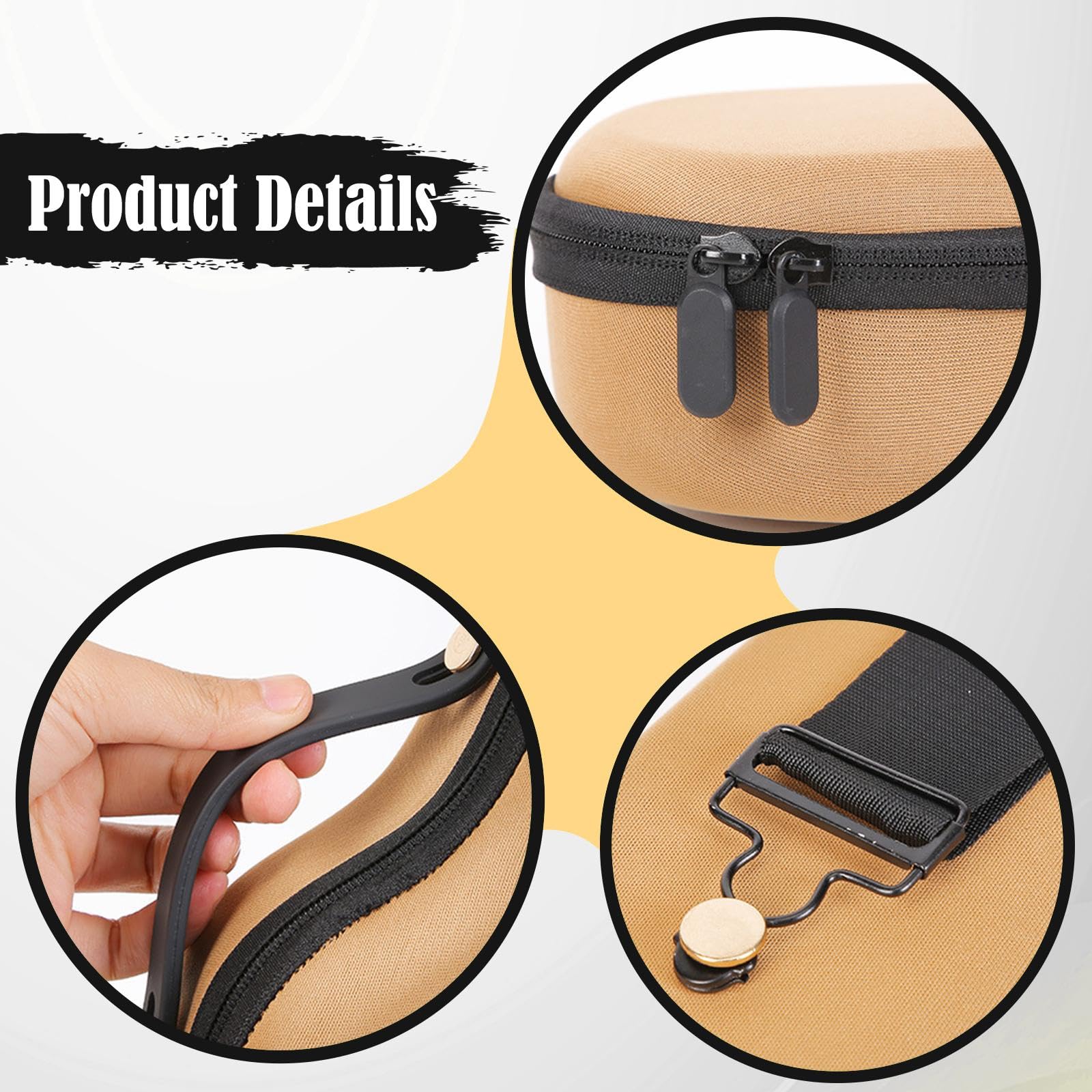 Ukulele Valise Rigide Sac Transport Étui Instrument Épaisseur 8mm Mousse EVA Tissu Tricoté Résistant Poignée Silicone Convient Au Rangement, Kaki