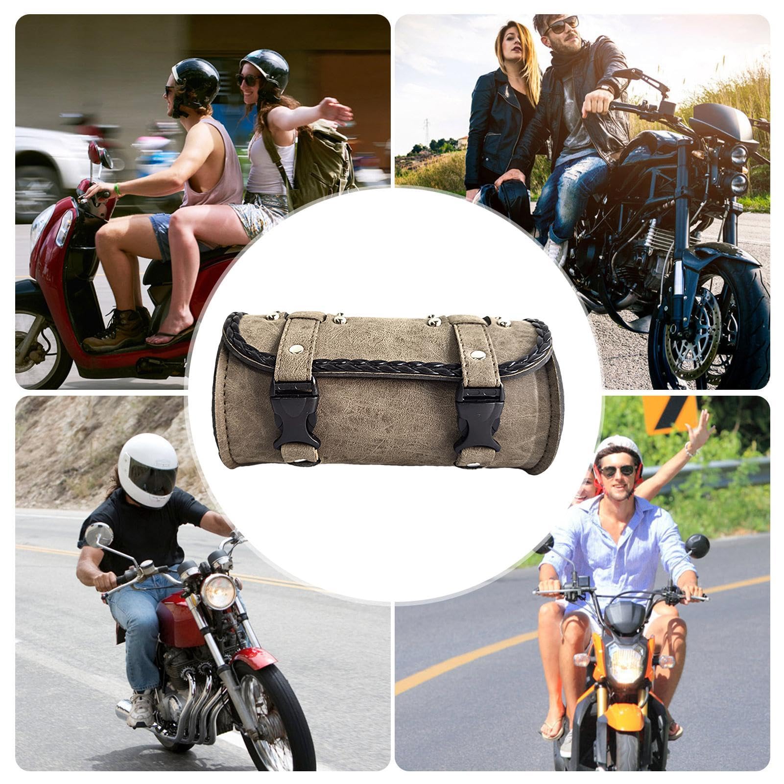 Generisch Bolsa de herramientas para motocicleta, bolsa de tenedor de moto, impermeable, de piel sintética, bolsa de almacenamiento para manillar de horquilla delantera