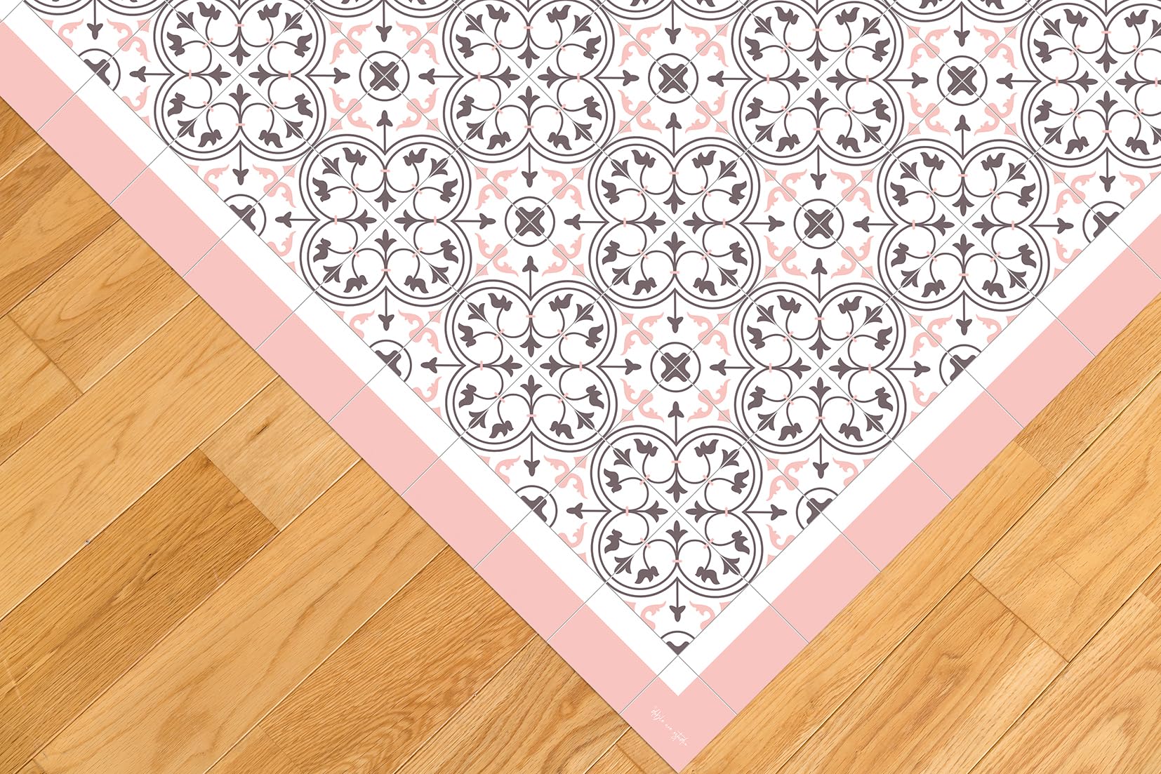 DobleUve Estudio Tapis Vinyle Capri | Rose | 120x120 | Tapis Cuisine PVC | Tapis de Salle à Manger Imperméable | Tapis Salon | Tapis Antidérapant Antifongique en PVC pour Enfants
