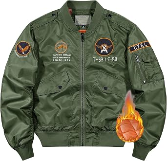 SemiAugust MA-1 Flight Jacket for Men, Padded Military Jacket, Embroidered Patches, Jumper, Spring and Fall