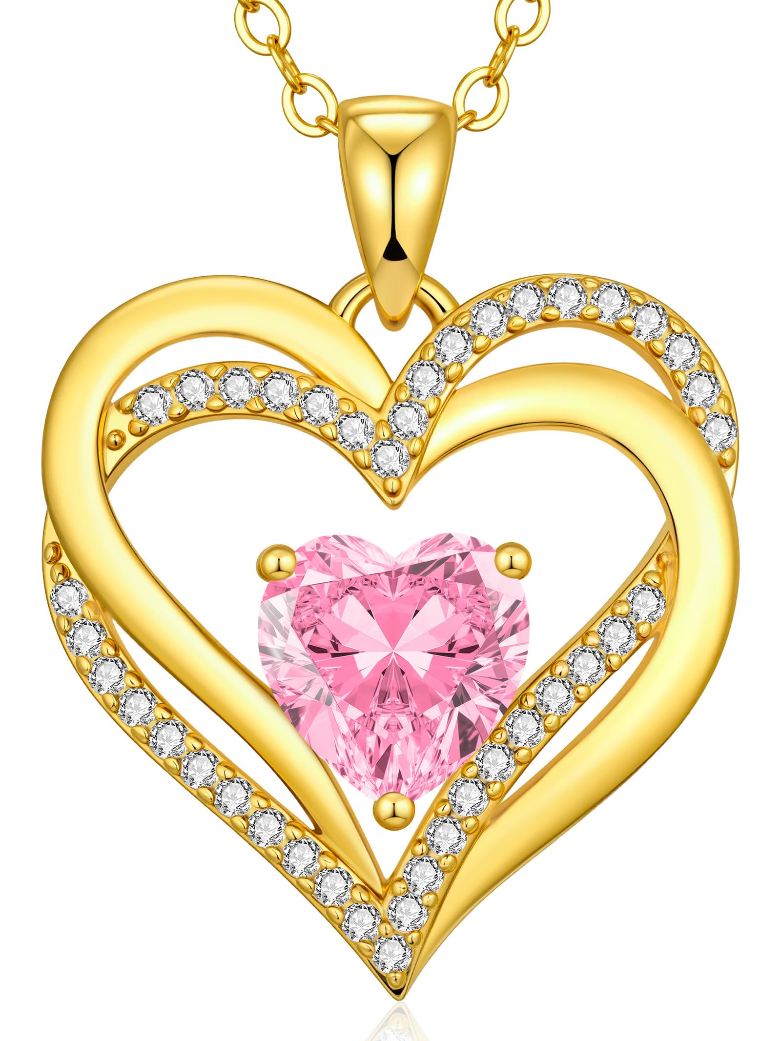 CDE Kette Damen Herzkette 925 Sterling Silber Geburtsstein Halsketten Schmuck Herz Anhänger Weihnachten Valentinstag Muttertags Geschenk Hochzeit Jubiläum Geburtstag Frau Freundin Mama