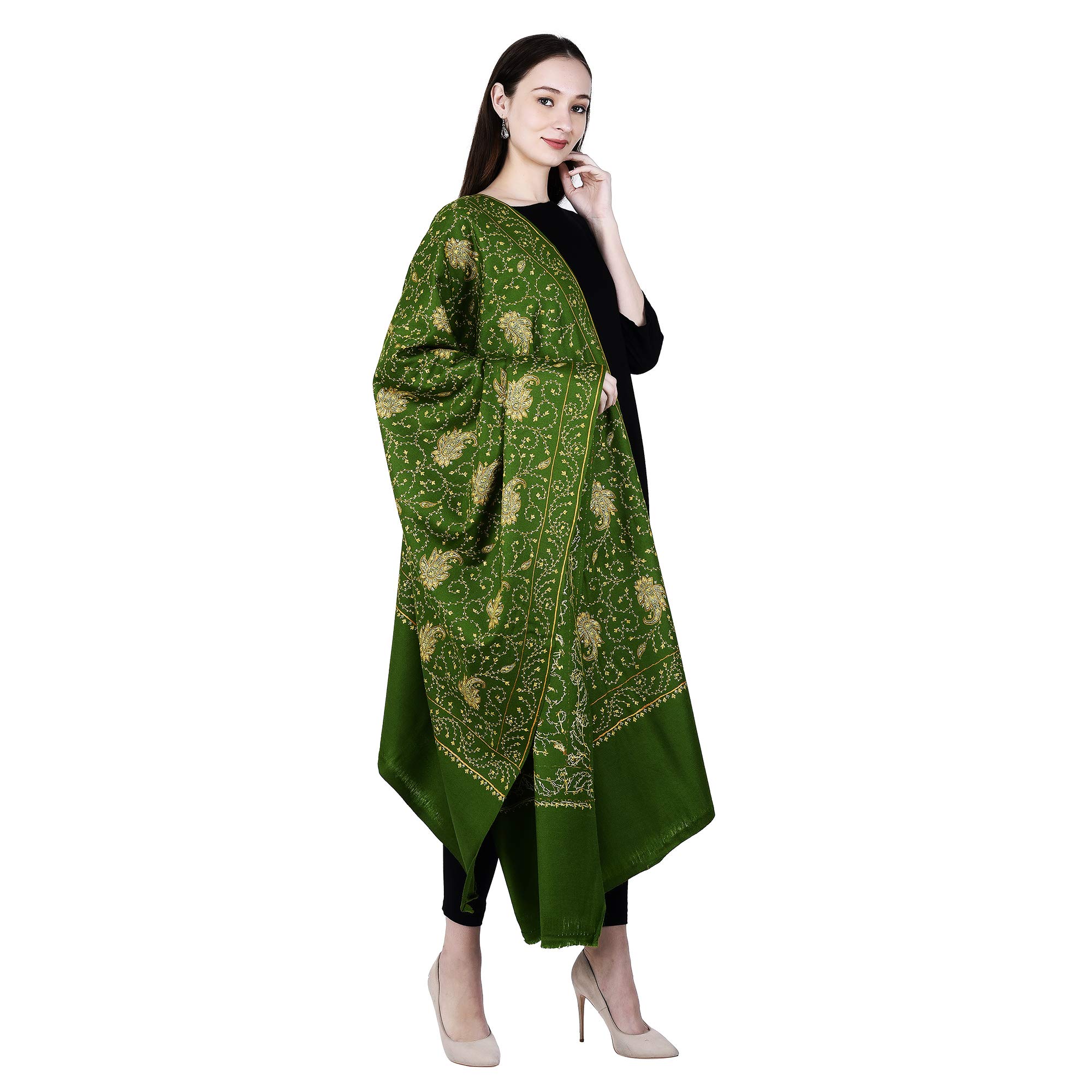 Women's Kashmiri Hand Embroidered Pure Wool Shawl-image-24