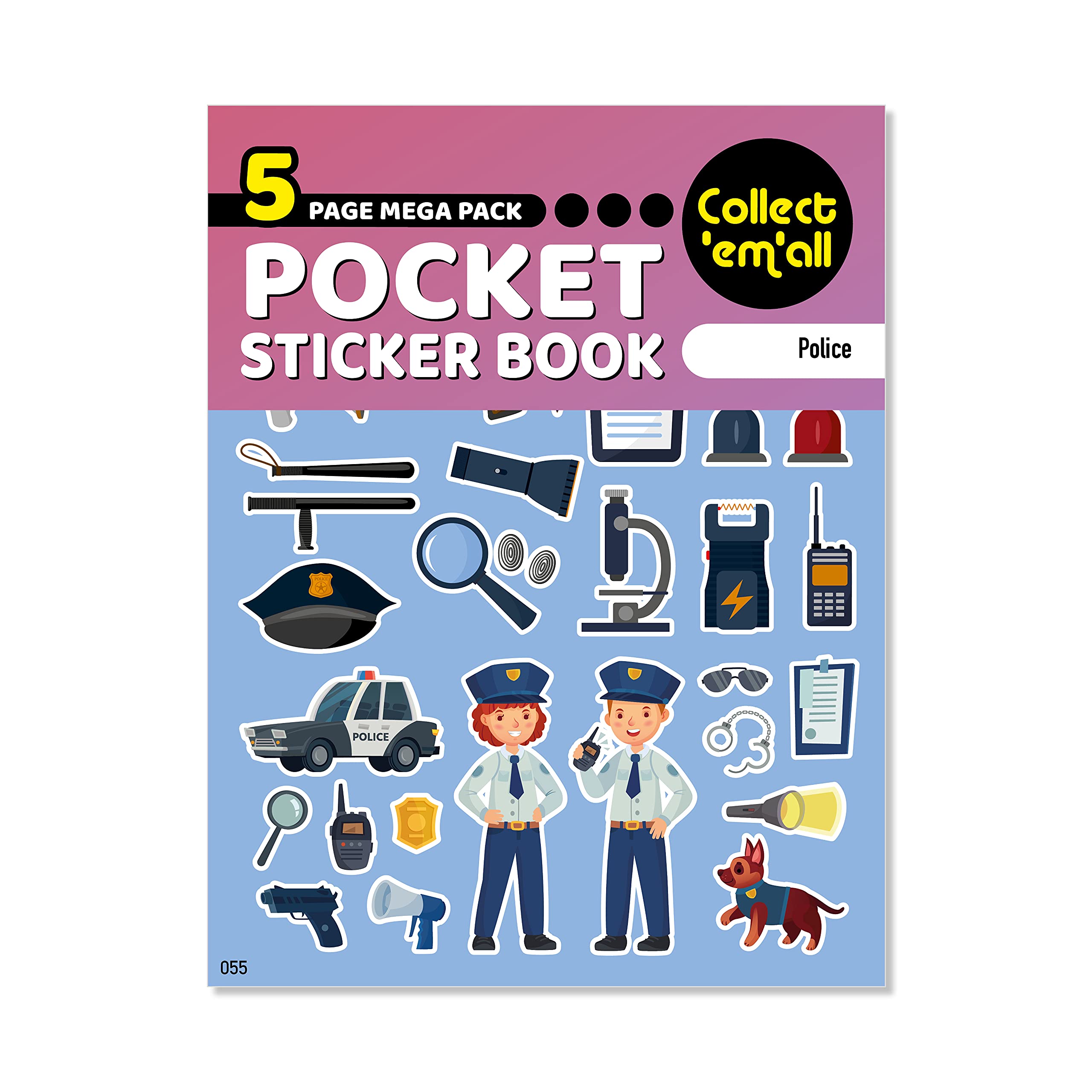 Make or Break Pocket Sticker Book for Children Kids Toddler Teens 5 Pages 64 Packs to Collect Coloured Stickers Craft Scrapbook Bag Fillers Collectables (Police)