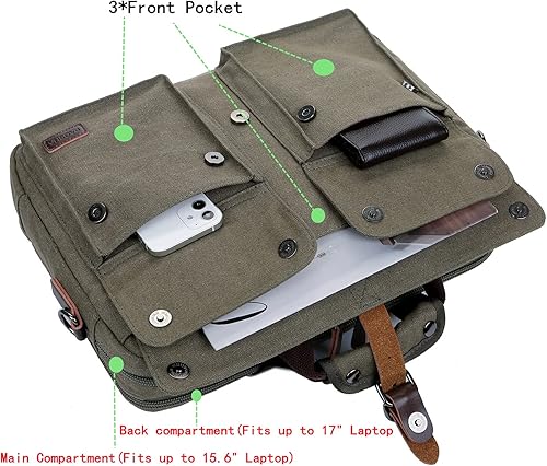 Miniatura 3 de Elegante 17 pulgadas de lona portátil bolsa de mensajero maletín vintage Crossbody bolsa de hombro militar para hombres BC-07