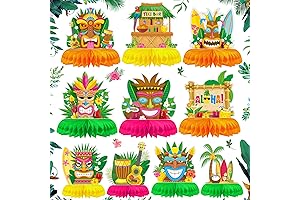 10 Pack Hawaiian Luau Table Centerpieces: Vibrant Tiki Totems for Tropical Parties