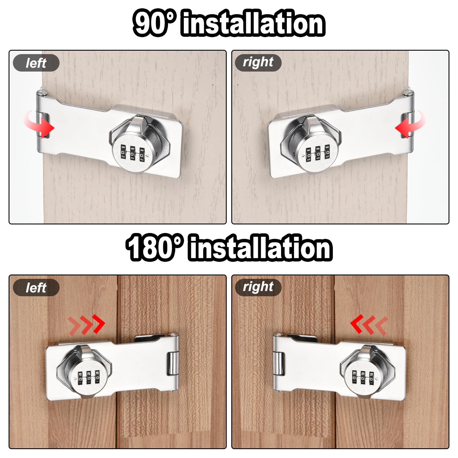 uxcell Password Hasp Locks, Cabinet Door Combination Lock, Barn Door Lock Latch for Small Doors Cabinets, Barn Door, Bathroom - Image 4