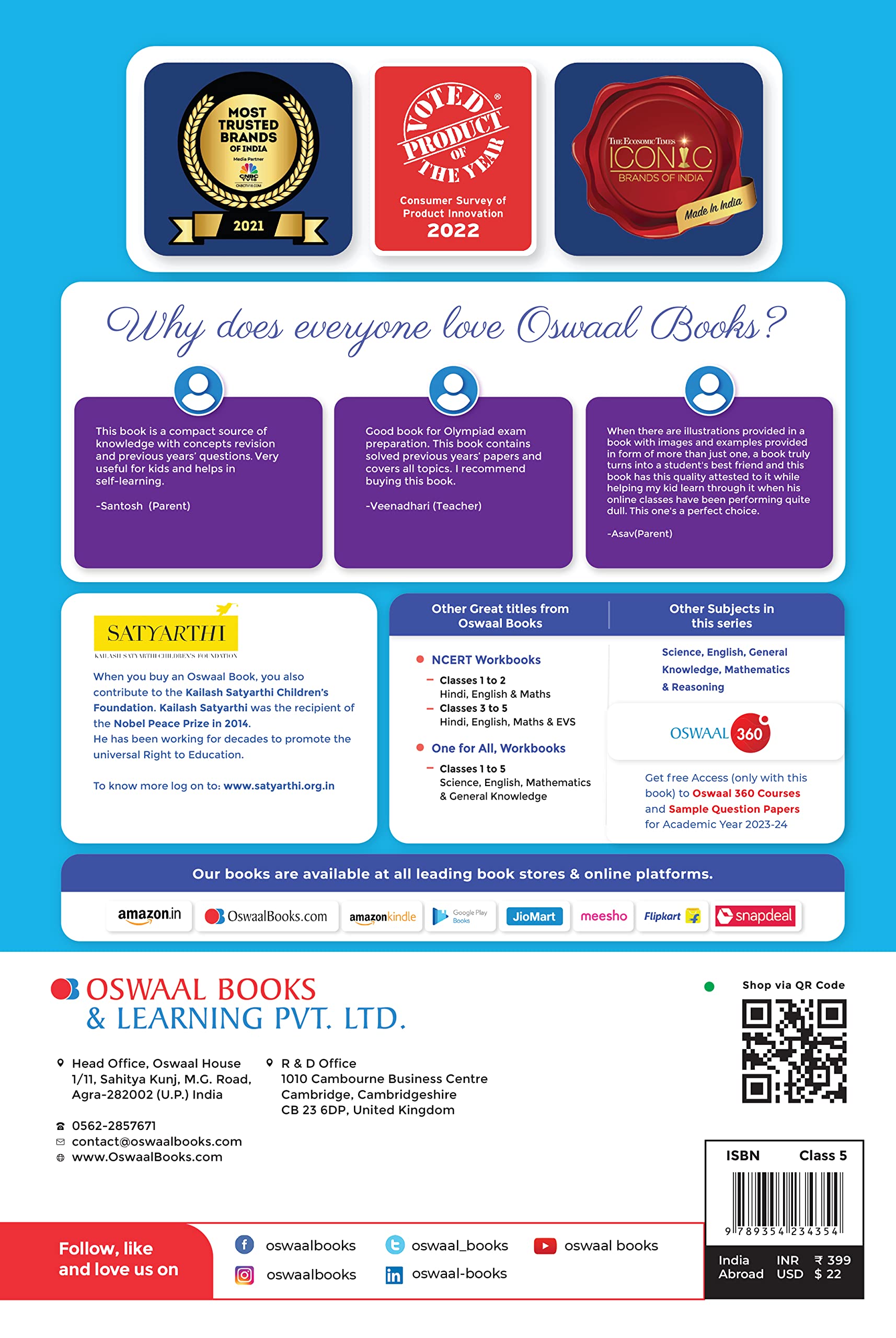 Oswaal One For All Olympiad Previous Years' Solved Papers, Class-5 Mathematics Book (For 2022-23 Exam): Mathematics Class-5