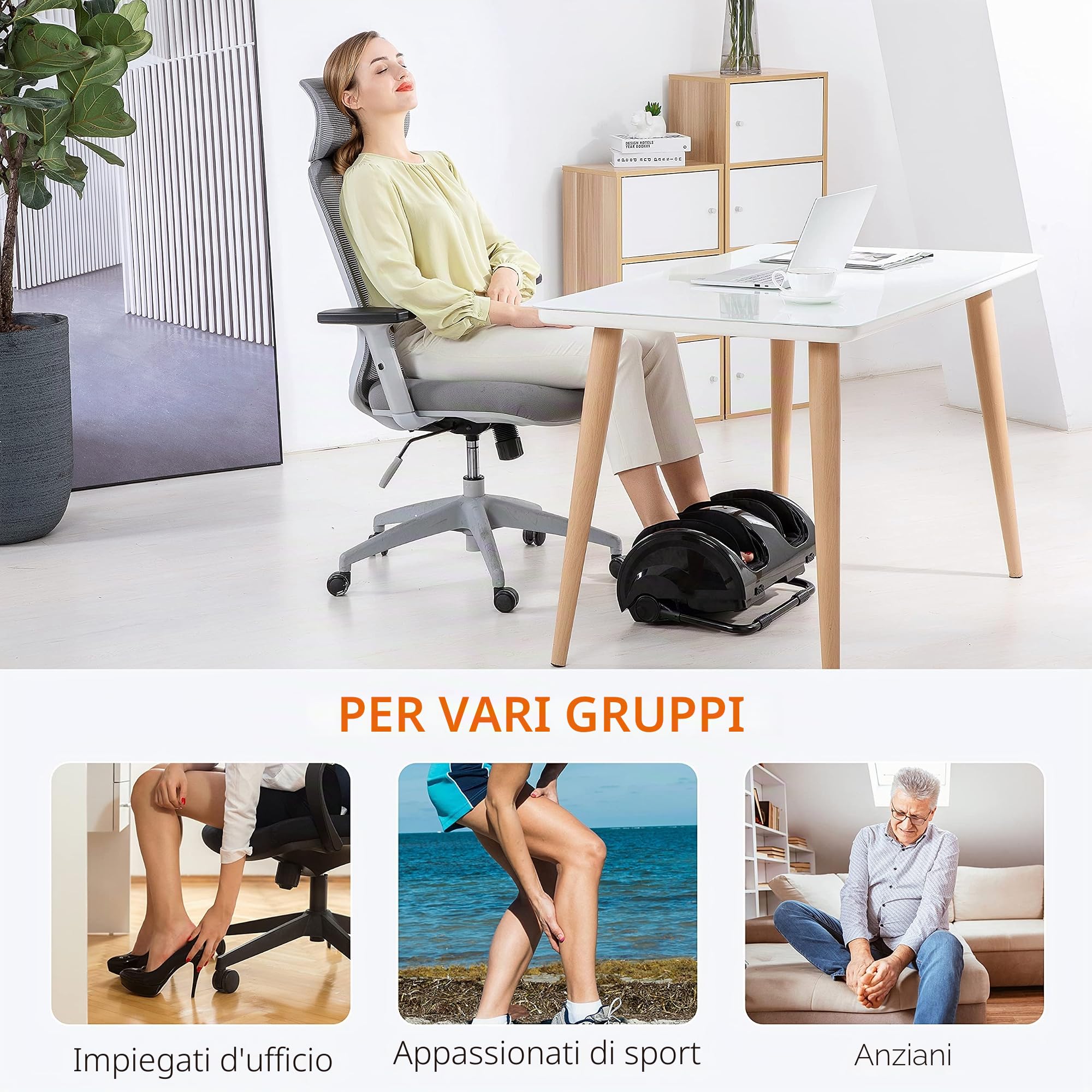 Snailax Massaggiatore per polpacci con calore, massaggiatore per gambe per dolore e circolazione, massaggiatore shiatsu per piedi, polpaccio, caviglia, gambe, fascite plantare, neuropatia, regali per