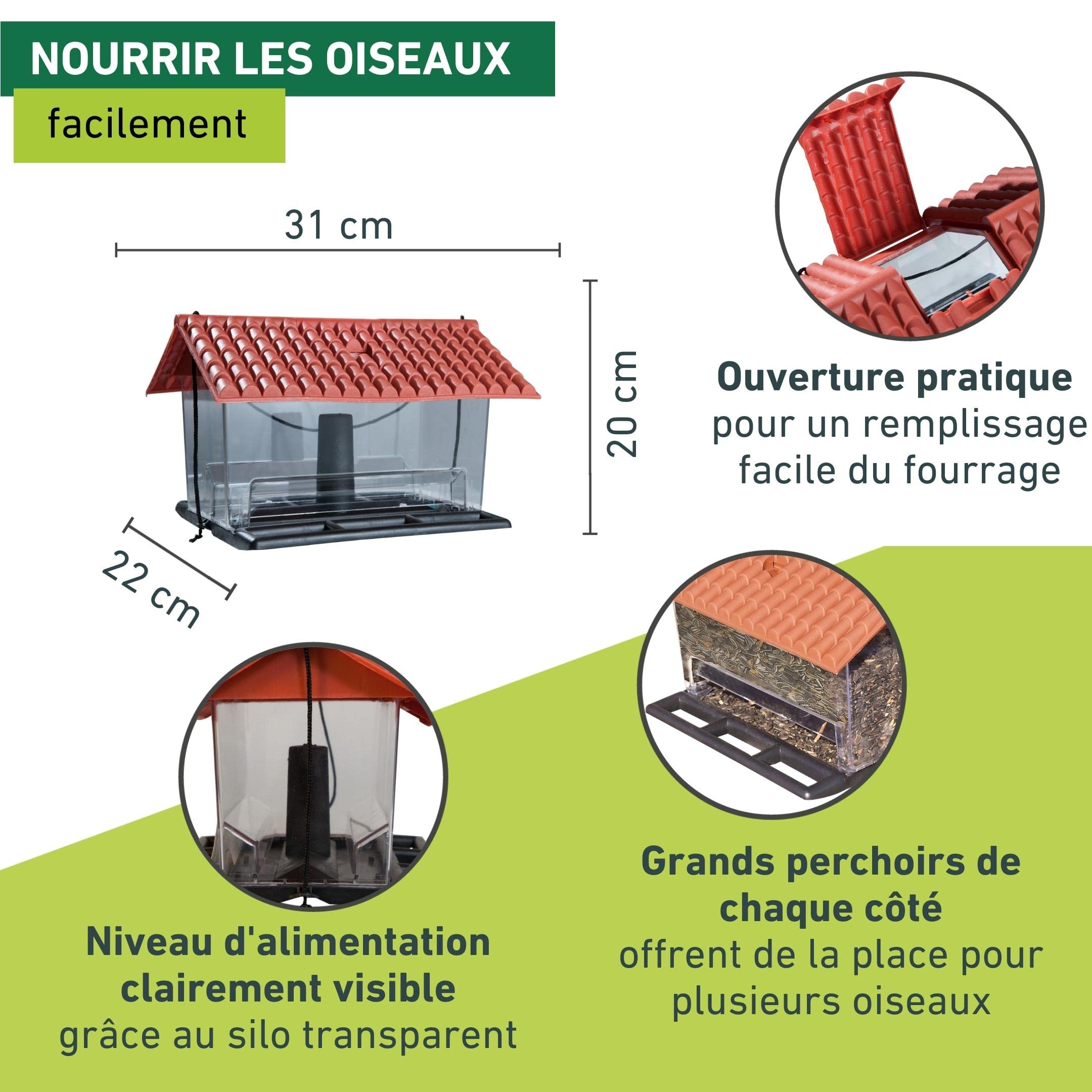 Windhager Mangeoire Silo à Oiseaux Villa, Silo à Nourriture Pour Oiseaux, Poulailler, Distributeur De Nourriture Pour Oiseaux, 06915