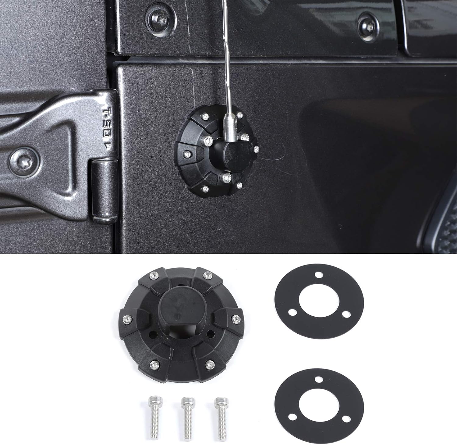 Voodonala for Jeep Radio Antenna Base Cover for Jeep Wrangler 2007-2022 JK JKU JL JLU Gladiator JT,ABS Black Flag