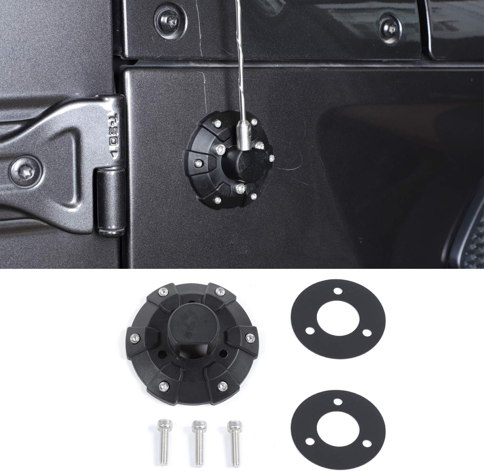 Voodonala for Jeep Radio Antenna Base Cover for 2007-2019 Jeep Wrangler JK JKU JL JLU Gladiator JT，ABS Black