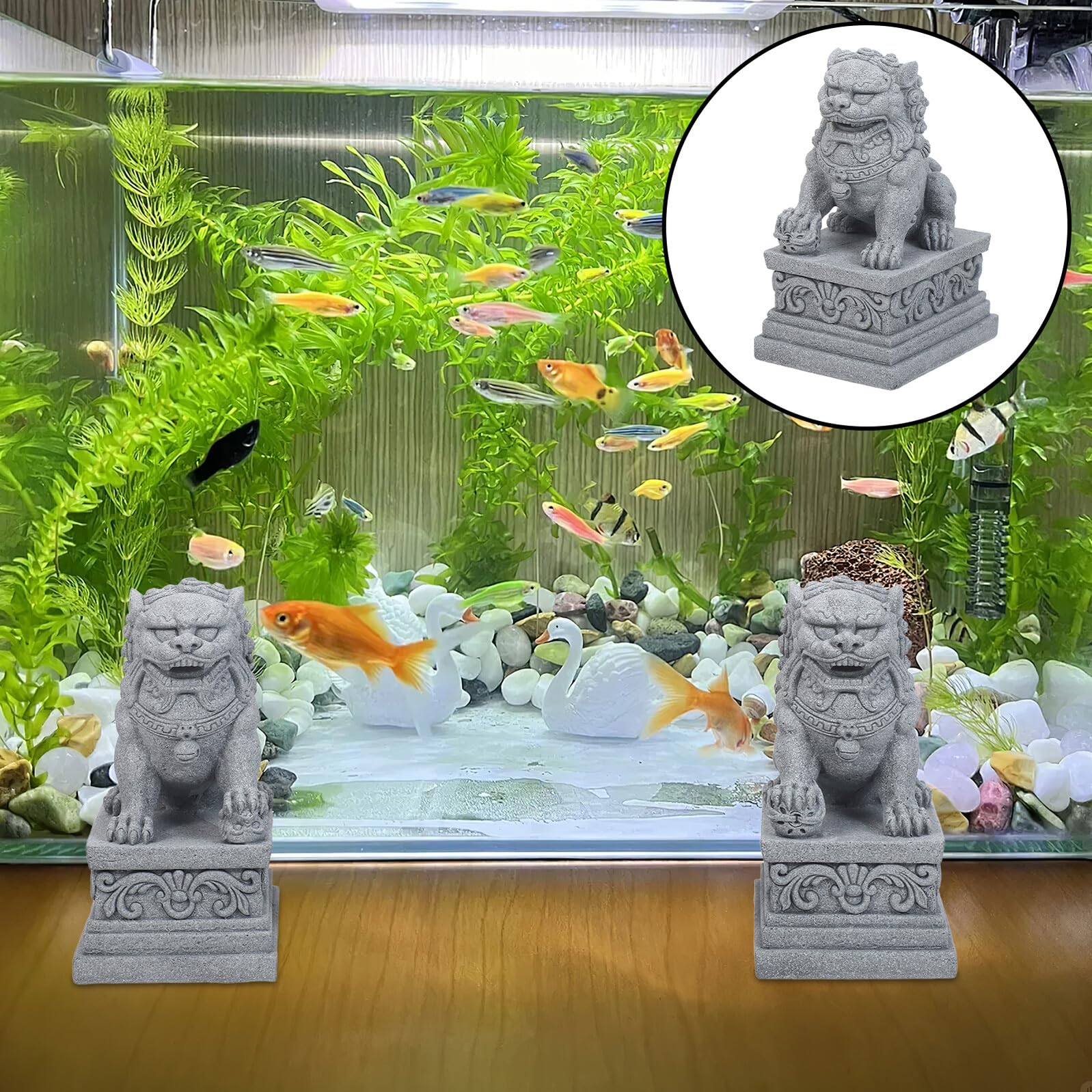 2 Szt. posągi zwierząt Figurki zwierząt mini figurki ogrodowe Statua lwa Light Grey