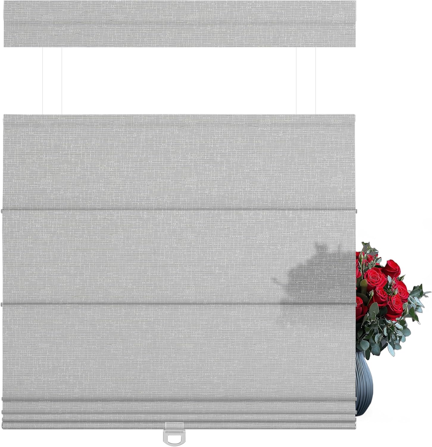 BERISSA Top Down Bottom Up Light Filtering Roman Shades for Windows Cordless, Fabric Roman Blinds, Thermal Insulated Room Darkening Window Shades for Home Living Room Bedroom, Marble Gray，Custom Size