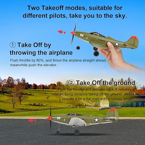 Miniatura 6 de Avión de control remoto RTF 4 canales RC Plane 402MM Wingspan Micro Scaled Warbird con una tecla acrobática aeronave de una tecla giro en U y