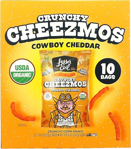 Lesserevil Organic Cowboy Cheddar Cheezmos 10pk, 8 OZ