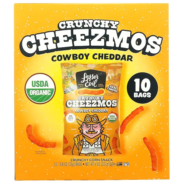 Lesserevil Organic Cowboy Cheddar Cheezmos 10pk, 8 OZ 1