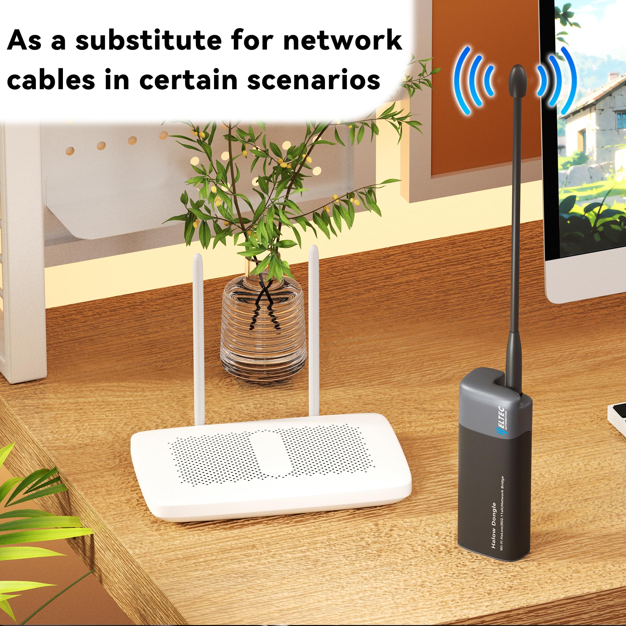 Heltec Wi-Fi HaLow Dongle przedłużacz sygnału WiFi wzmacniacz sygnału bezprzewodowy most 802.11ah wzmacniacz sieciowy dalekiego zasięgu bezprzewodowy dostęp WiFi Extender Ethernet Bridge Repeater