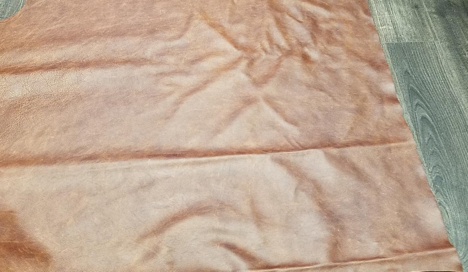 NAT Leathers cognac brown 2 Tone Vintage Two Tone Soft Upholstery Chap Cowhide 2.5 oz Genuine Leather Hide 20 x 24 inch cut Produced in Italy