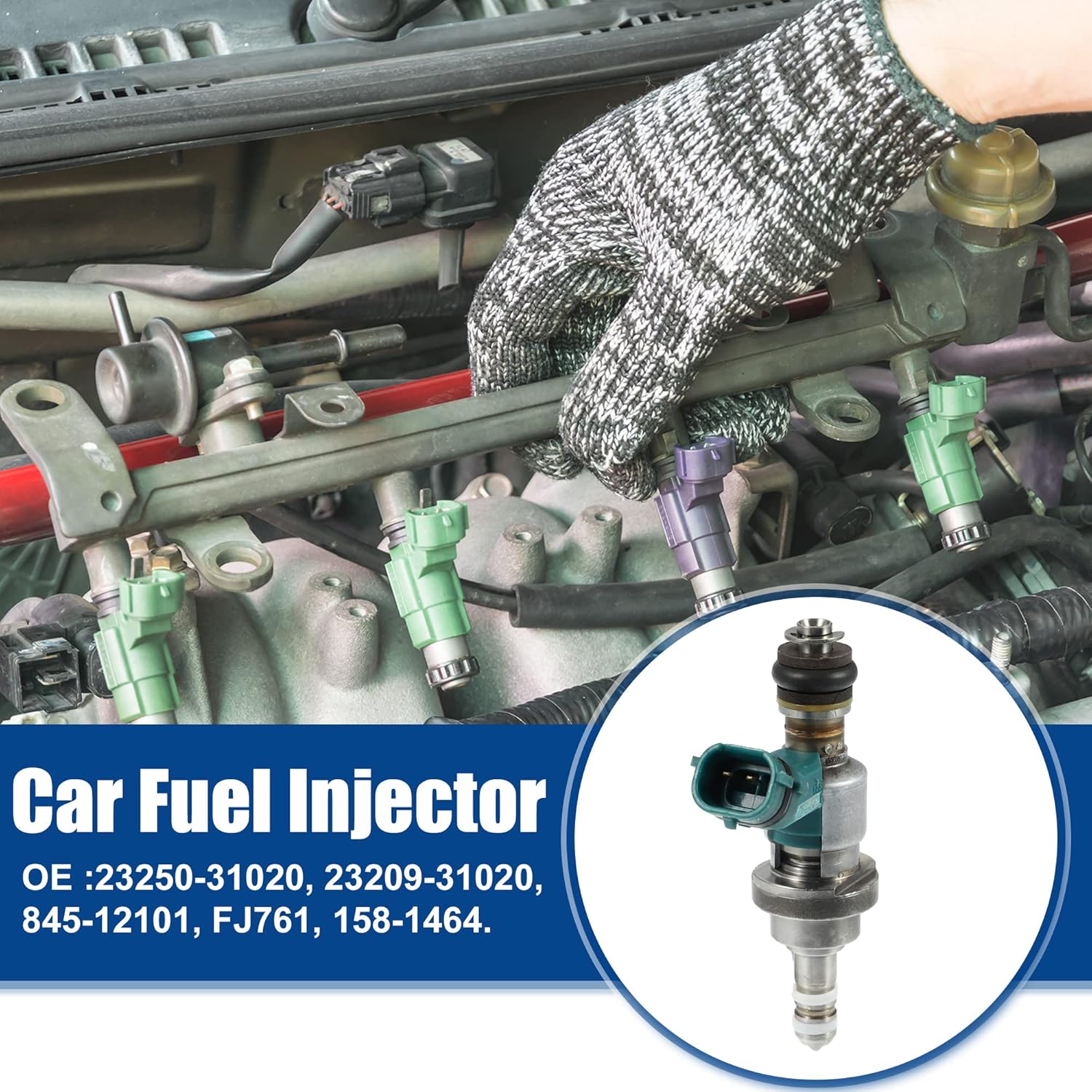 ACROPIX Car Fuel Injector Nozzle Replacement for Lexus GS300 3.0L 2006 23209-31020 - Pack of 6 Silver Tone