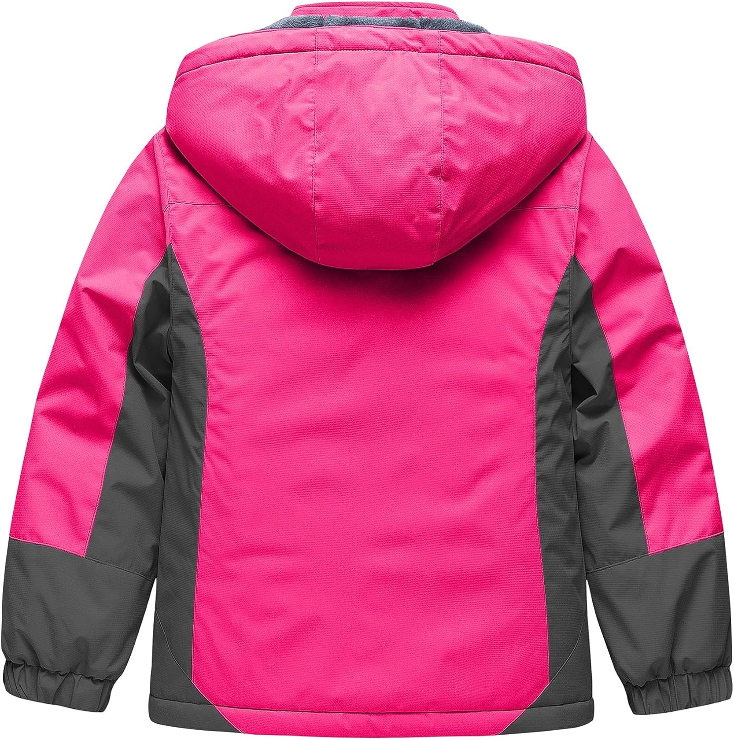 CREATMO US Kid's Girl's Waterproof Ski Snow Jacket Winter Windproof Rain Jacket Snow Bibs Pants Sets Rose Red Size 8