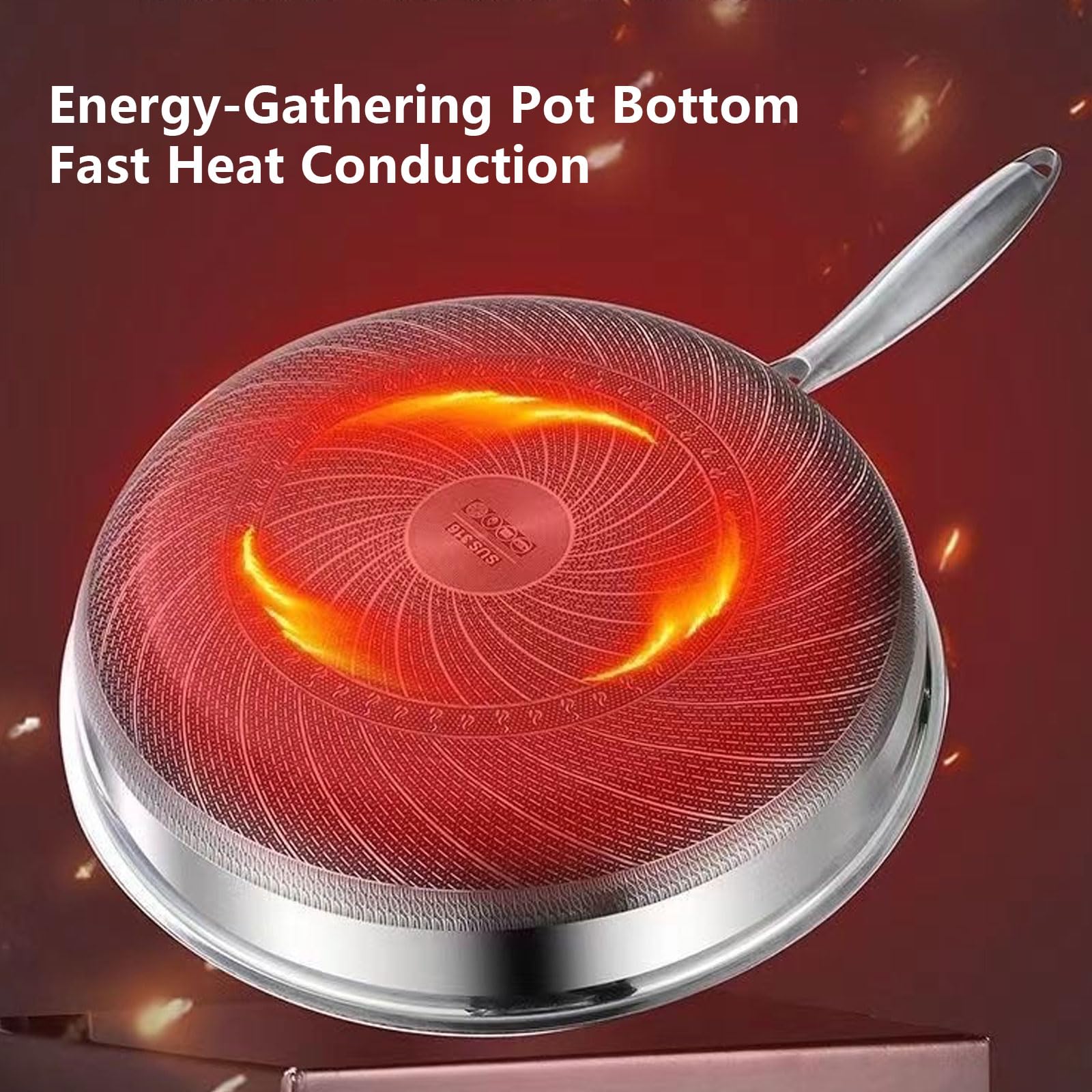 Sartén Antiadherente De Acero Inoxidable con Tapa, Apta para Cocinas De Inducción, Vitrocerámica, Eléctricas Y De Gas, 30 Cm(Un color-28cm)