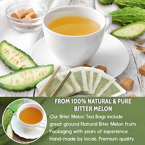 Miniatura 4 de 60 bolsas de té de melón amargo, melón amargo 100% natural y puro. Té de hierbas de melón amargo. Té de frutas de melón amargo. Sin azúcar, sin