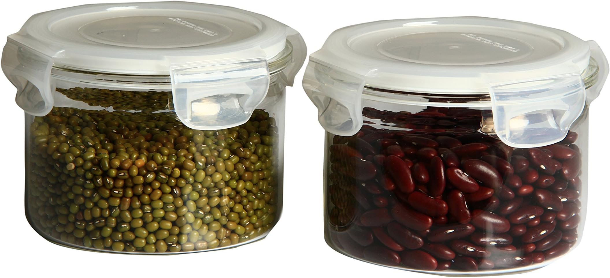 VERTIS KTMCMSJ11 Glass Borosilicate Storage Container With Lid - 300 ml, 2 Pieces, Transparent Clear