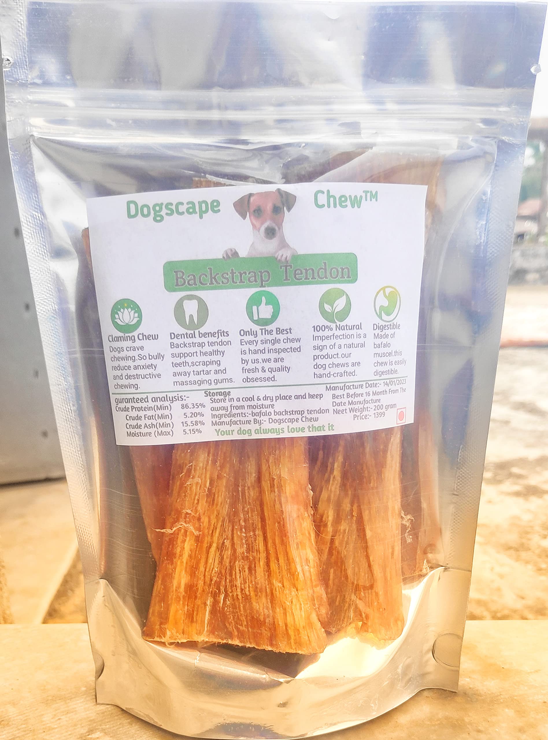 Dogscape chew 6 Inch Tendon for Dogs (200 Gram) - Backstrap Tendon Dog Chew - 100% Tendon Dog Treat - Long Lasting Dog Chew - Supports Joint Health, Skin, & Coat in Dogs (B0C3XCXC85) Amazon Price History, Amazon Price Tracker