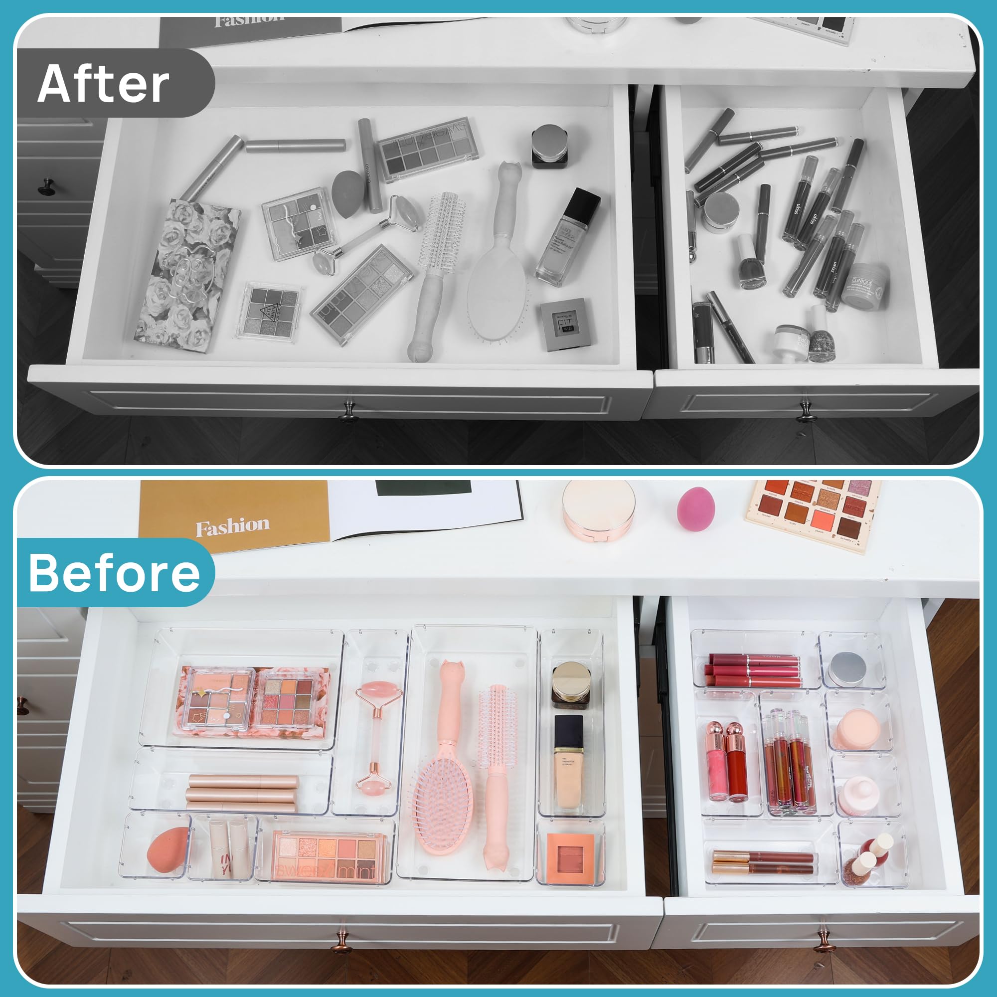 Vtopmart Set di 88 organizer per cassetti in plastica trasparente