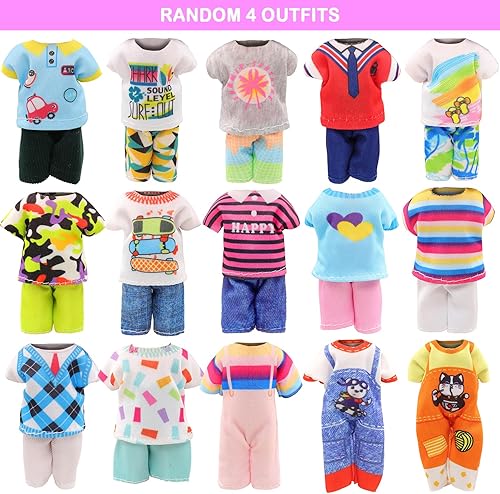 Miniatura 4 de 27 piezas de ropa y accesorios para muñecas Chelsea de 6 pulgadas, incluyen 4 camisetas, 4 pantalones, 4 vestidos, 2 zapatos, 2 lentes de sol rosas,