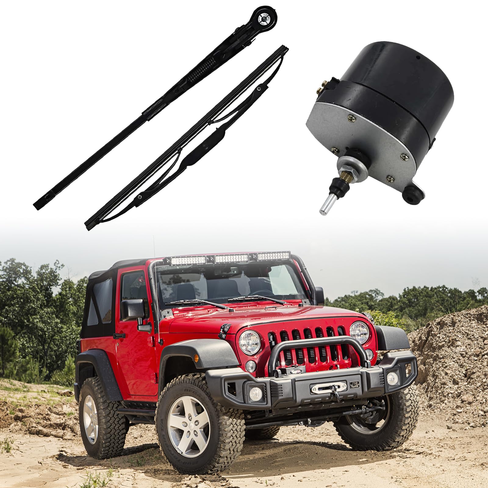 Motor de Limpiaparabrisas Universal de 12 V con Brazo y Escobilla, Auto Parabrisas Limpiaparabrisas Motor de Metal 105 ° Campo de Limpieza Accesorio Universal para Tractores 01287358,7731000001