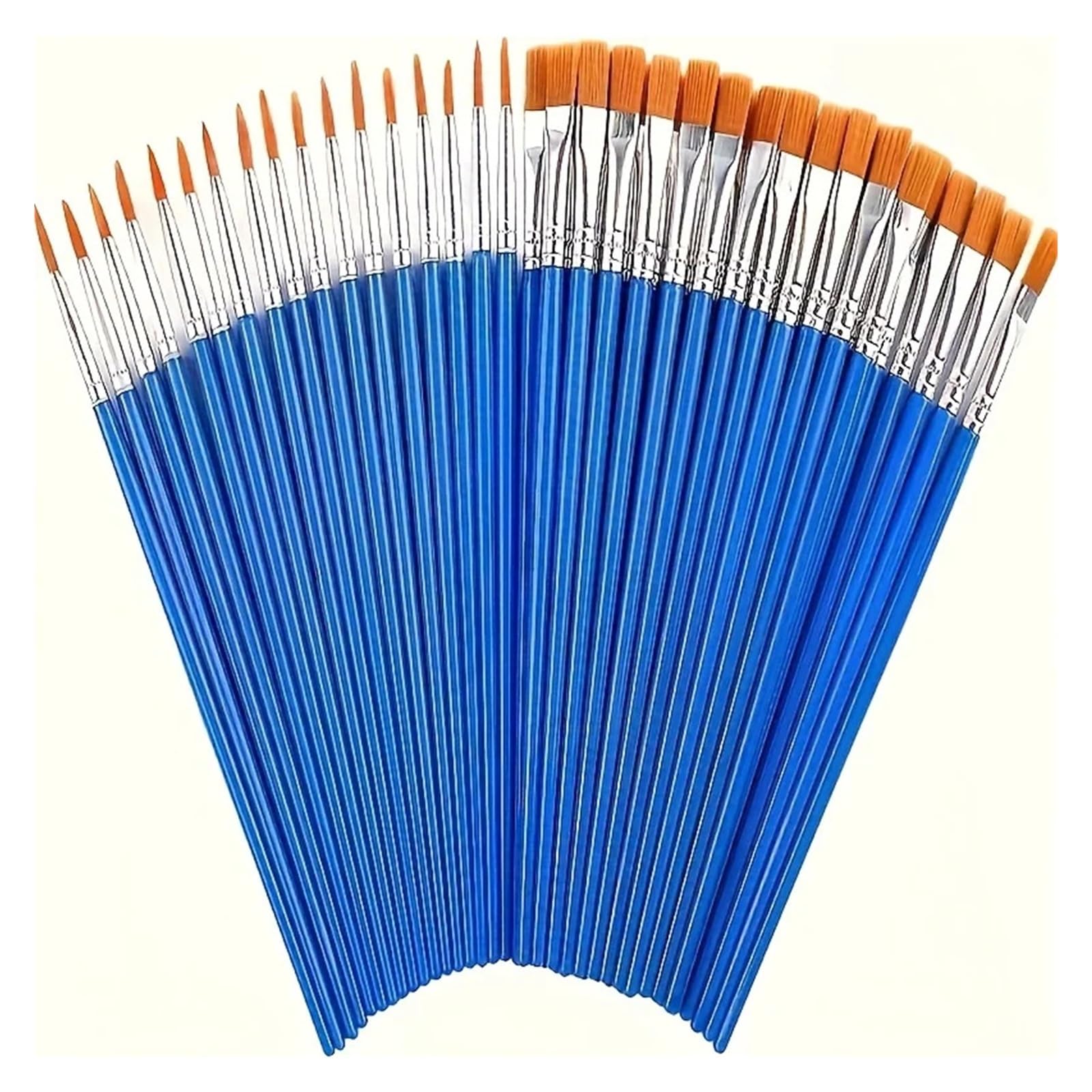 60pcs Pack of Professional Synthetic Brushes for Oil, Acrylic, and Watercolor Painting - Wooden Handles