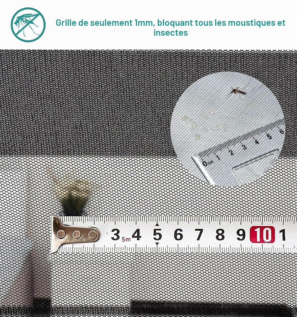 Magnétique Moustiquaire pour Porte, 190x210 cm Rideau de Porte Antimoustique, Noir Moustiquaire Mailles ultra fines pour Couloirs, Portes, Patio, Fermeture Automatique