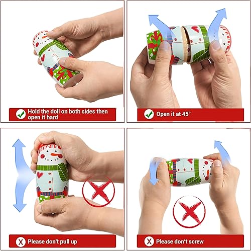 Miniatura 6 de SWANGSA 5 muñecas rusas de Navidad de anidación, bonitos muñecos de nieve de madera hechos a mano Matryoshka juguetes apilables para niños,