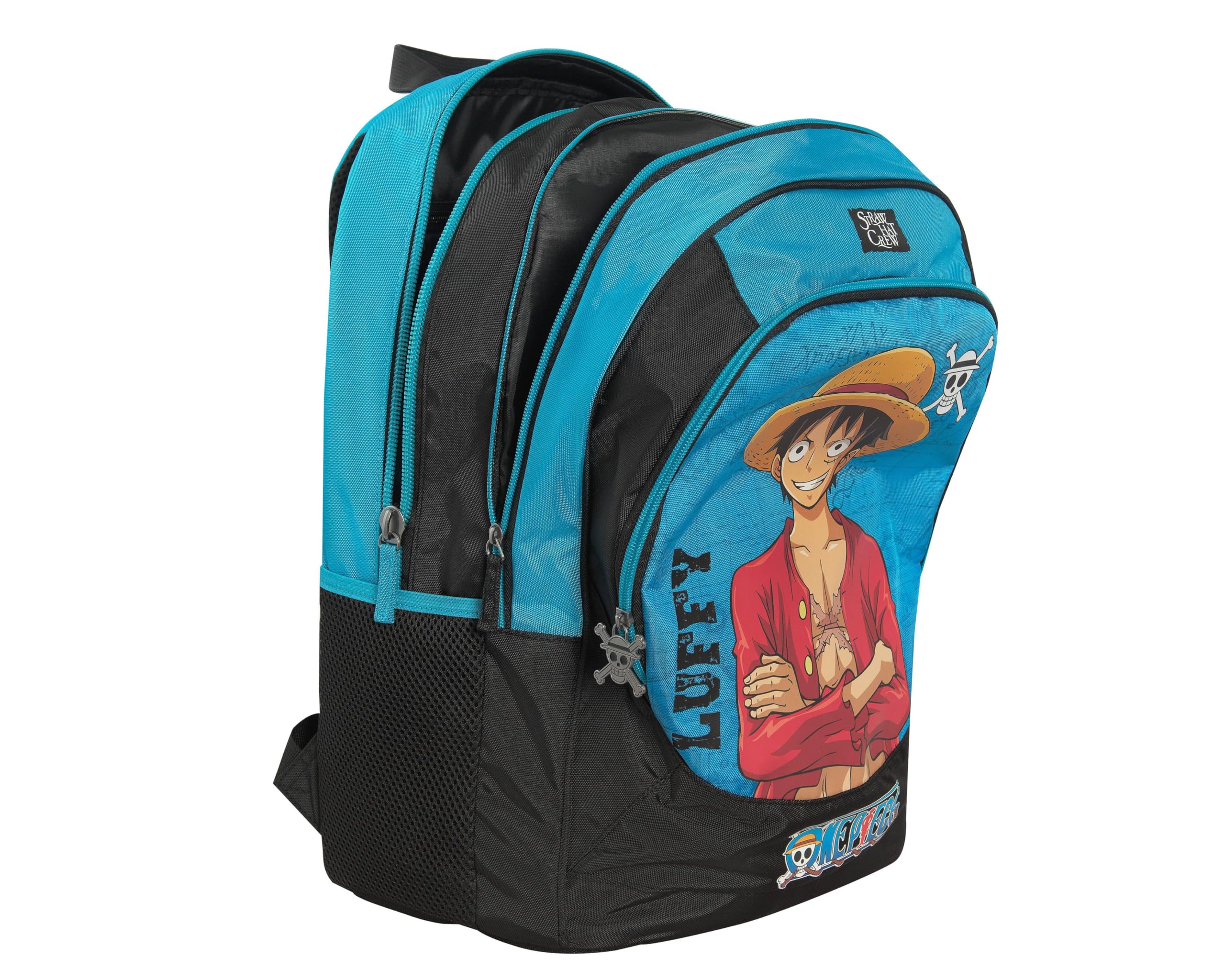 ONE PIECE - Zaino Scuola Trolley Ufficiale One Piece, Maniglia Regolabile, Trolley Staccabile, Spallacci Imbottiti e Regolabili, 2 Scomparti Principali, Tasca Frontale, Chiusure A Zip, 30x44Hx20cm