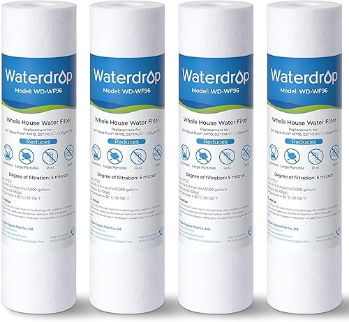 Waterdrop Cartucho de reemplazo de filtro de agua para toda la casa de 5 micras, 10" x 2.5", Cartucho de filtro de agua de sedimento de reemplazo